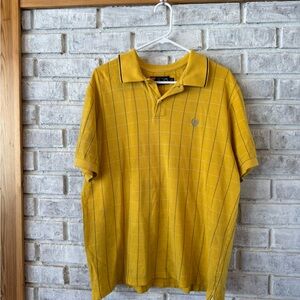 Chaps Mustard Polo Shirt with Subtle Check Pattern 90’s
